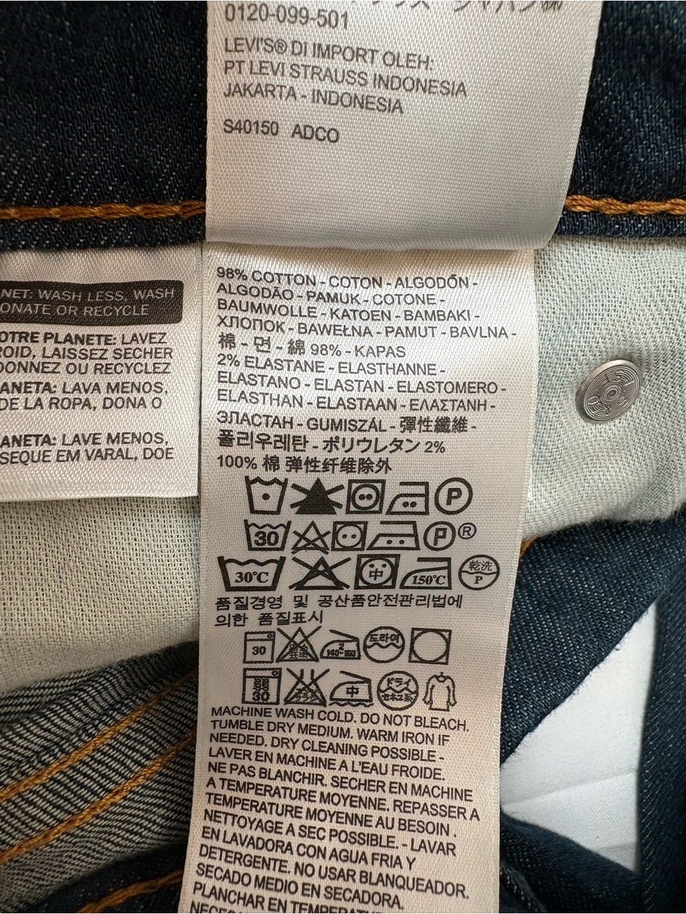 Levi’s 508 Regular Taper Jeans Dark Wash Blue Denim 33WX32L - Picture 11 of 12